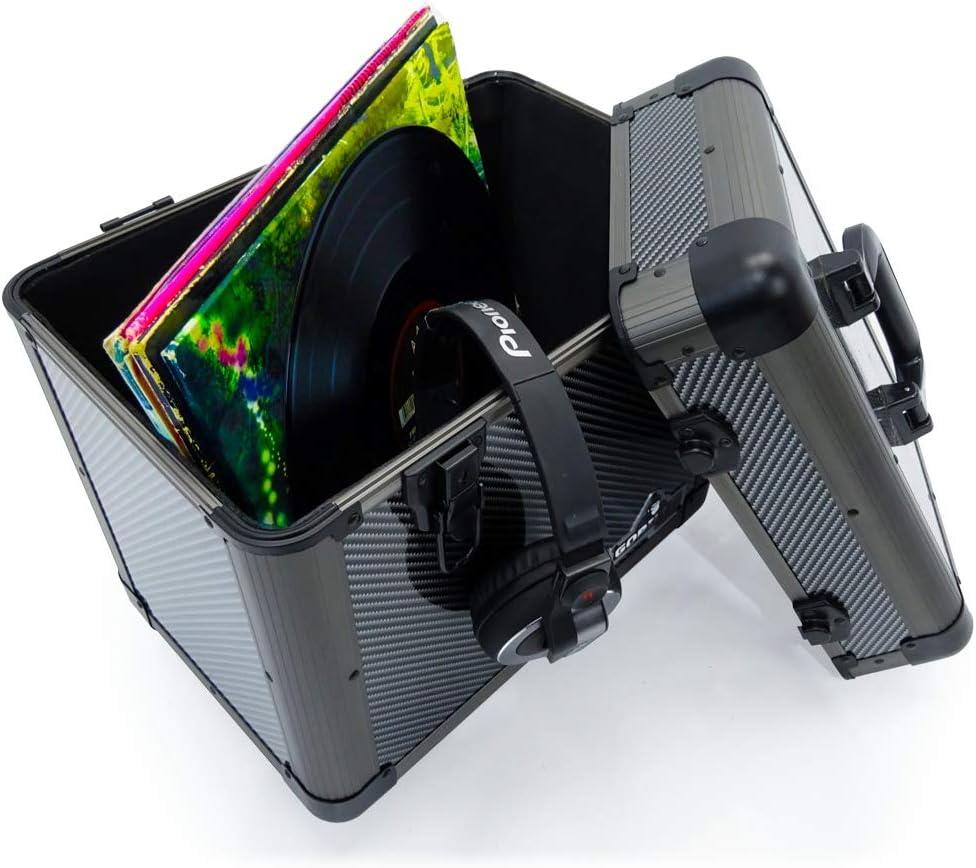 Vinyl Record Storage Box Case (Carbon) Holds 60